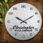 Aangepaste Golfbalwandklok Grote Klok<br><div class="desc">Fun,  gepersonaliseerd golfbal op deze aangepaste muur klok</div>