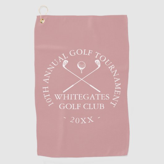 Aangepaste Golfclub Toernooi Stof Roze Roze Golfhanddoek (Voorkant)