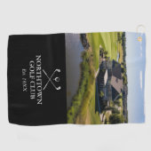 Aangepaste golfclubnaam en zwart-witfoto golfhanddoek (Horizontaal)
