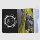Aangepaste golfclubnaam en zwart-witfoto golfhanddoek (Horizontaal)