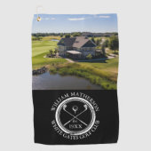 Aangepaste golfclubnaam en zwart-witfoto golfhanddoek (Voorkant)