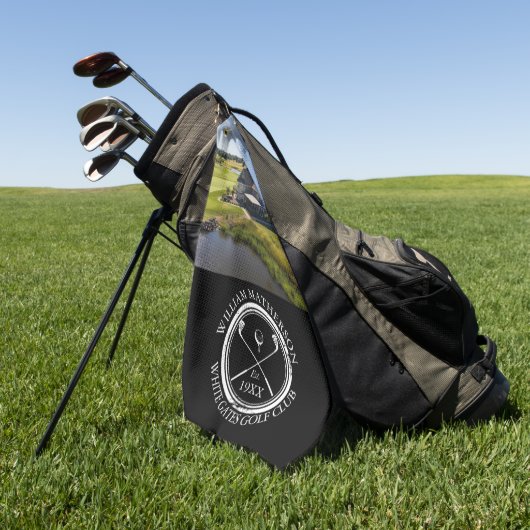 Aangepaste golfclubnaam en zwart-witfoto golfhanddoek (Groen)