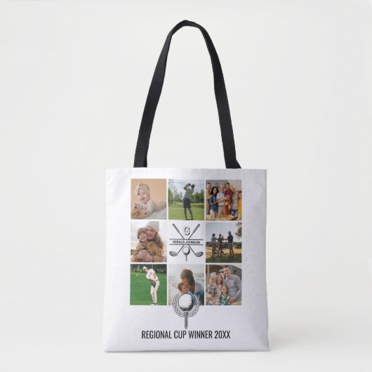 Aangepaste golfcollage met monogramontwerp tote bag (Voorkant)