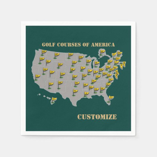 Aangepaste Golfcursus van Amerika kaart Napkins Servetten (Voorkant)