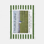 Aangepaste golfen golf foto groen & witte strepen fleece deken (Voorkant)