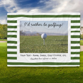 Aangepaste golfen golf foto groen & witte strepen fleece deken