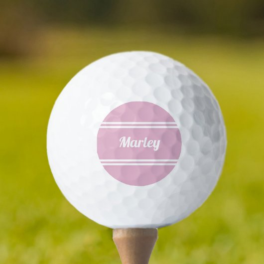 Aangepaste Golfer Classic Name Monogram Roze voor  Golfballen