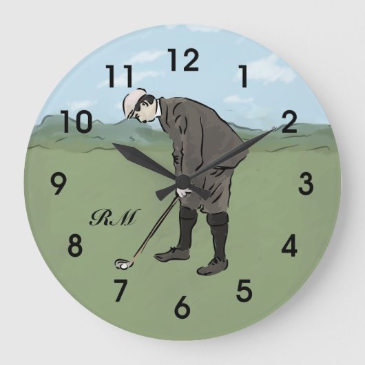 Aangepaste  golfer grote klok (Voorkant)