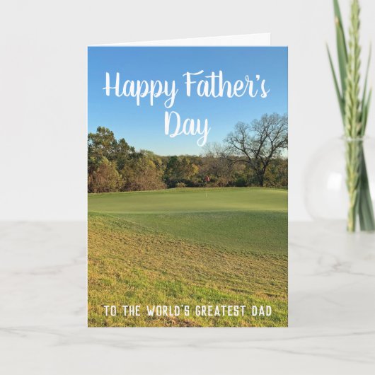 Aangepaste Golfer Happy Vaderdag Golf Course Foto Kaart (Voorkant)