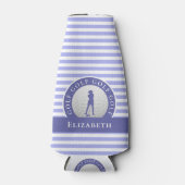 Aangepaste Golfer-monogramnaam Periwinkle Sports Flesjeskoeler (Voorkant)