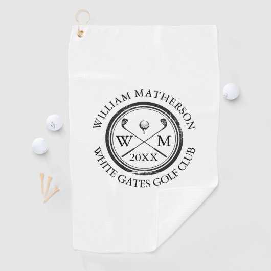 Aangepaste golfer naam monogram golfclub naam en d golfhanddoek (Insitu)
