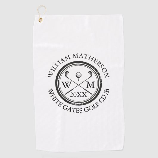 Aangepaste golfer naam monogram golfclub naam en d golfhanddoek (Voorkant)