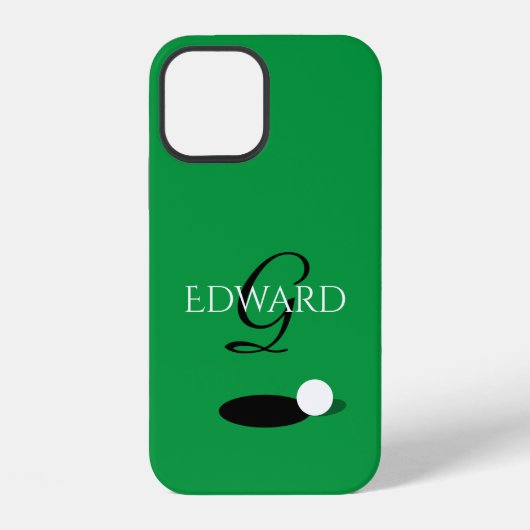 Aangepaste golfer naam monogram groene golfbal iPhone hoesje (Achterkant)