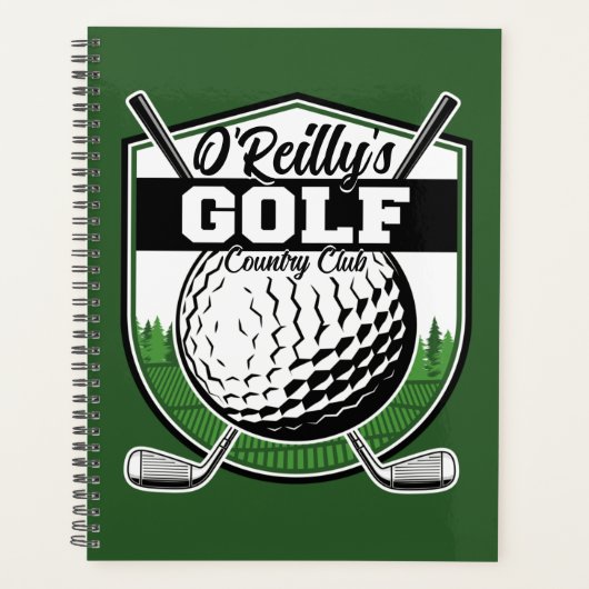 Aangepaste Golfer Player Pro Golf Country Club Planner (Voorkant)