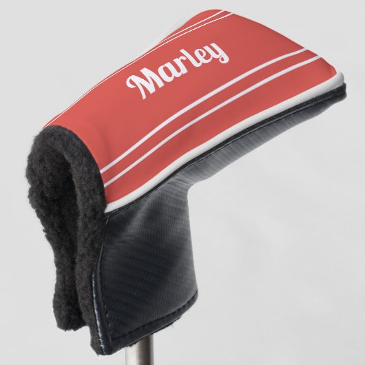 Aangepaste Golfer Sport Moderne Monogram Rode Club Golfheadcover (3/4 voorkant)