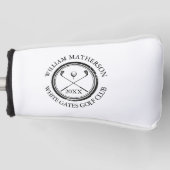 Aangepaste golfers en club datum zwart-wit golfheadcover (Voorkant)