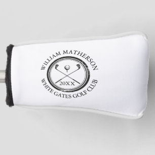Aangepaste golfers en club datum zwart-wit golfheadcover