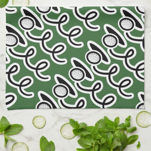 Aangepaste golfhanddoek met golfballpatroon theedoek (Gevouwen)