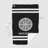 Aangepaste golfhanddoek met naam en basketbal logo (Insitu)