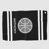 Aangepaste golfhanddoek met naam en basketbal logo (Horizontaal)