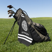 Aangepaste golfhanddoek met naam en basketbal logo (Groen)