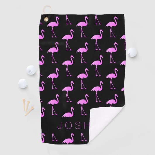 Aangepaste golfhanddoek met neonroze flamingo-afdr (Insitu)