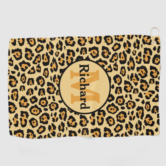 Aangepaste Golfhanddoek van Leopard Print (Horizontaal)