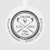 Aangepaste golfhole in één retro zwart-wit ornament (achterkant)