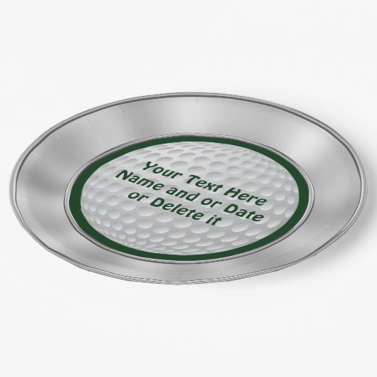 Aangepaste Golfpapieren Borden met zilver, groen Papieren Bordje (Gekanteld)