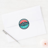Aangepaste golfspeler naam rood groen ronde sticker (Envelop)