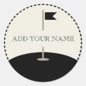 Aangepaste Golfvlag met tekst Ronde Sticker (Voorkant)