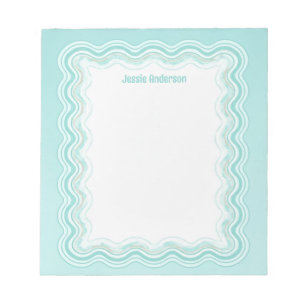 Aangepaste golvende rand Aqua Mint Blauwe Geperson Notitieblok