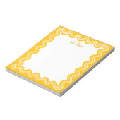 Aangepaste golvende rand geel wit gepersonaliseerd notitieblok (Linkerzijde)