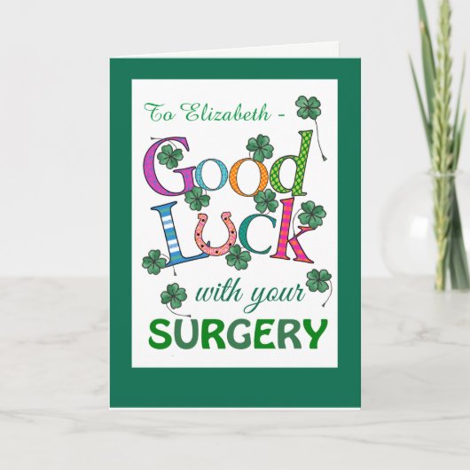 Aangepaste Good Luck Chirurgie Vier-blad Klaver Kaart (Voorkant)