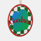 Aangepaste Goodness Ornament – Groen Schaken & Blo (Rechts)