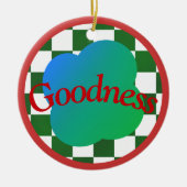 Aangepaste Goodness Ornament – Groen Schaken & Blo (Voorkant)