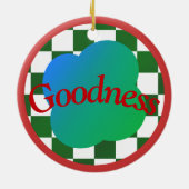 Aangepaste Goodness Ornament – Groen Schaken & Blo (Achterkant)
