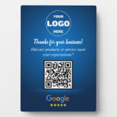 Aangepaste Google Review QR Code Zakelijk Blauw Pl Fotoplaat (voorkant)