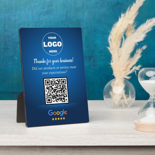 Aangepaste Google Review QR Code Zakelijk Blauw Pl Fotoplaat