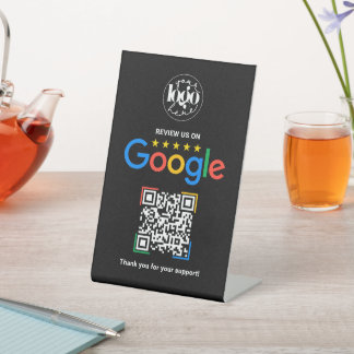 Aangepaste Google Review QR Code Zakelijk Reclamebord Met Voetstuk