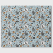 Aangepaste Gothic Blue Baby Carriage Halloween Cadeaupapier (Vlak)
