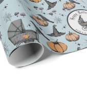 Aangepaste Gothic Blue Baby Carriage Halloween Cadeaupapier (Rol Hoek)