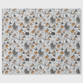 Aangepaste Gothic Grijs Baby Carriage Halloween Cadeaupapier (Vlak)