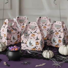 Aangepaste Gothic Roze Baby Carriage Halloween Bedankdoosjes