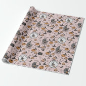 Aangepaste Gothic Roze Baby Carriage Halloween Cadeaupapier (Uitgerold)