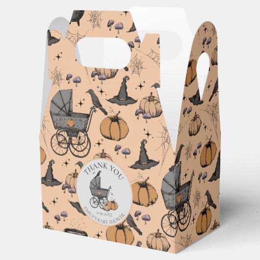 Aangepaste Gothic Victoriaans Baby Carriage Hallow Bedankdoosjes (Geopend)