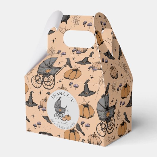 Aangepaste Gothic Victoriaans Baby Carriage Hallow Bedankdoosjes (Voorkant Zijde)