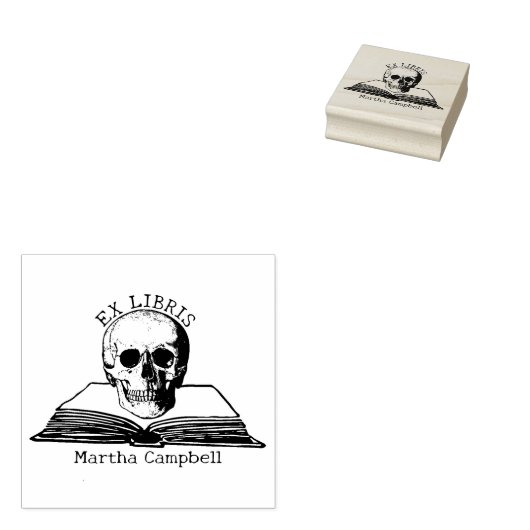 Aangepaste gothische schedel Ex Libris bibliotheek Rubberstempel (Gestempeld)