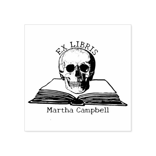 Aangepaste gothische schedel Ex Libris bibliotheek Rubberstempel (Afrduk)
