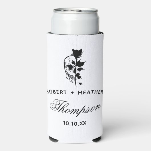 Aangepaste Gotische bruiloft tot de dood doen ons Seltzer Blikjeskoeler (Seltzer Achterkant)